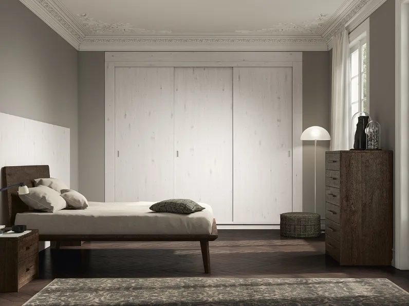 Letto matrimoniale con testiera Wood Mood 064 di Linea3