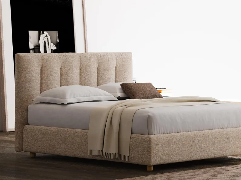 Letto in tessuto imbottito Zen con contenitore di Divaletti Home