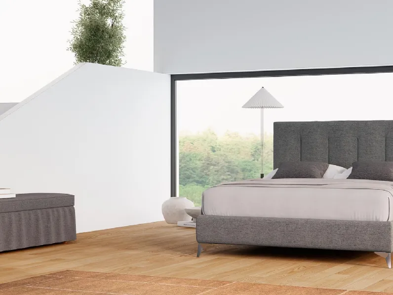 Letto in tessuto imbottito Zen con contenitore di Divaletti Home