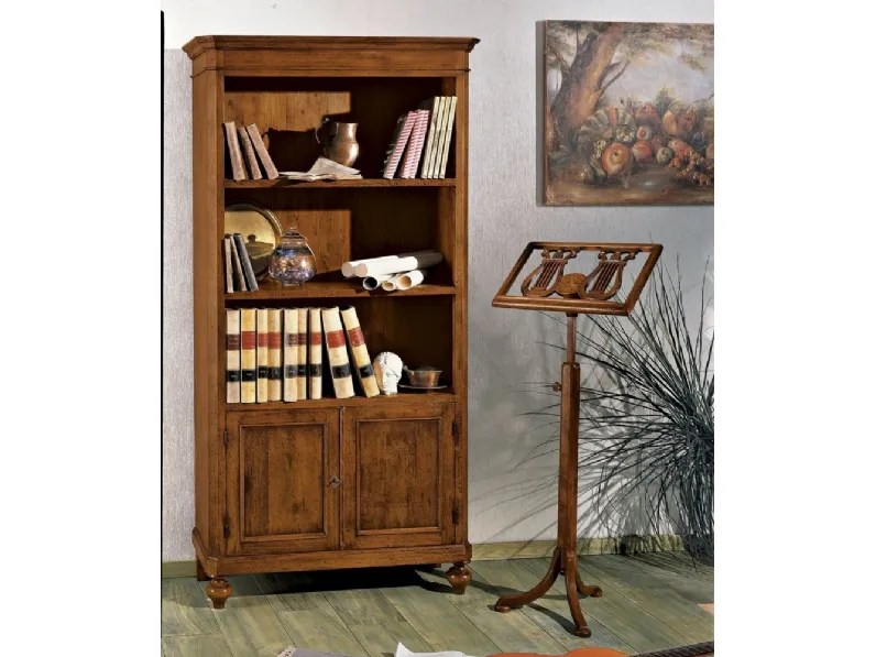 Libreria classica in legno a 2 ante e ripiani a giorno 1519-A di Zanini