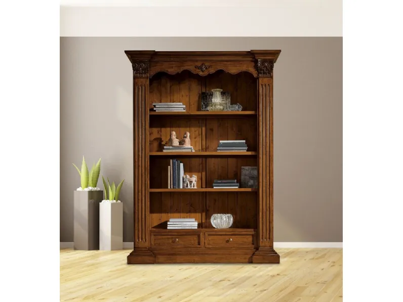 Libreria classica in legno a due cassetti e 3 ripiani 162-A di Zanini