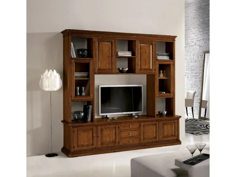 Libreria classica in legno a 8 ante e 3 cassetti 168-A di Zanini