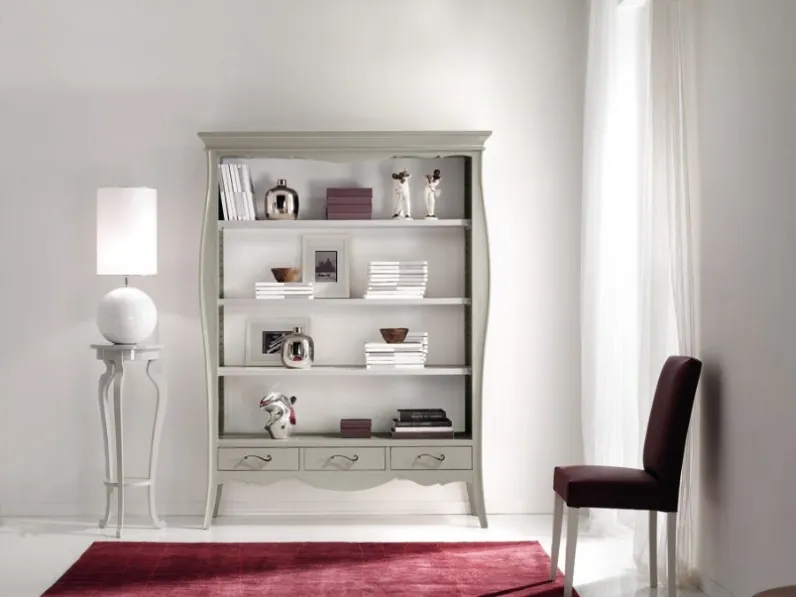 Libreria sagomata in legno con 3 ripiani a giorno e 3 cassetti 3097-A di Zanini