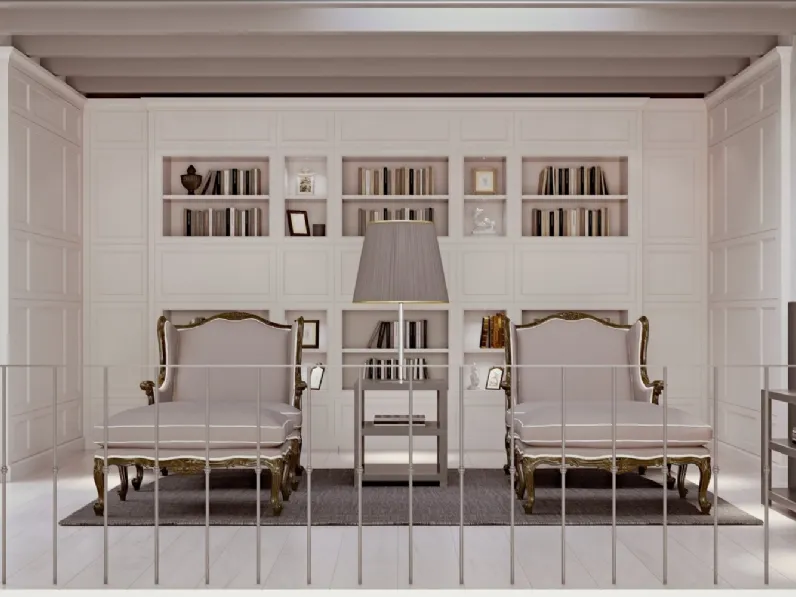 Libreria a muro Aeterna 04 in laccato opaco Bianco de L'Origine