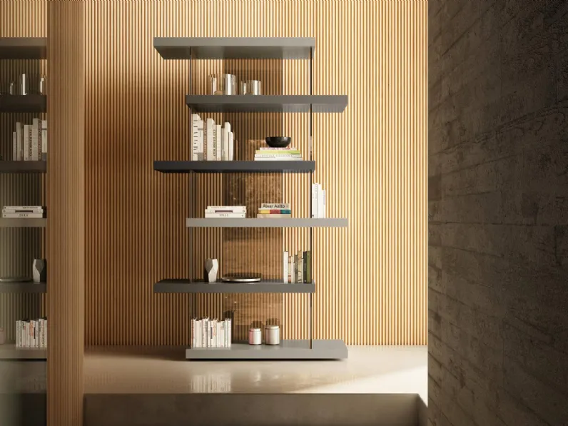 Libreria Air 1462 in laccato e vetro di Lago
