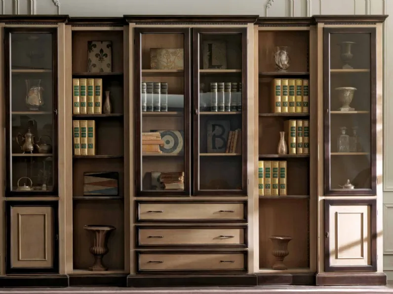 Libreria classica con vani a giorno e vetrine Art 2108 Vittorio Grifoni