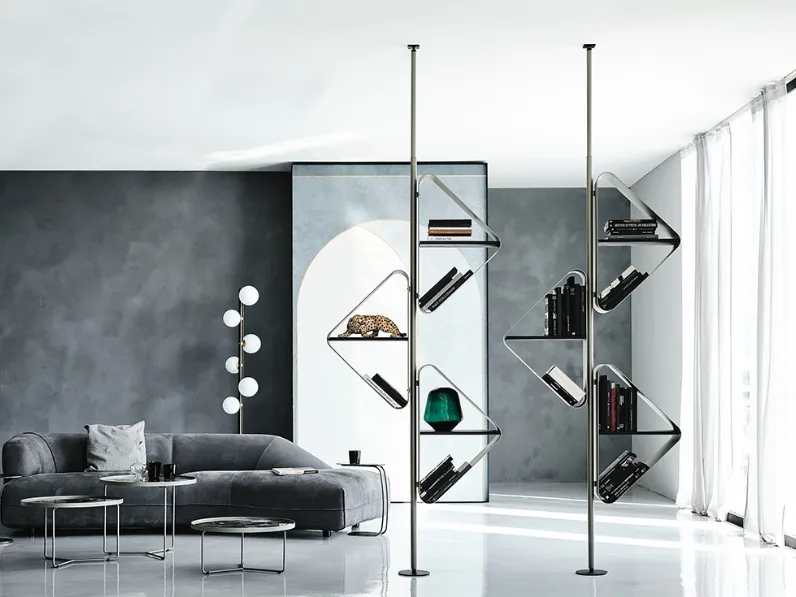 Libreria divisoria  in metallo con ripiani in legno Spinnaker di Cattelan Italia