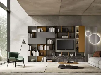La Libreria Composizione Horizon 1023 di Mobilgam definisce spazi contemporanei con eleganza modular
