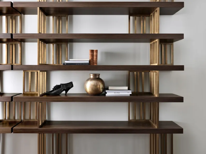 Libreria Espace in radica con distanziali in ottone di Daytona Home