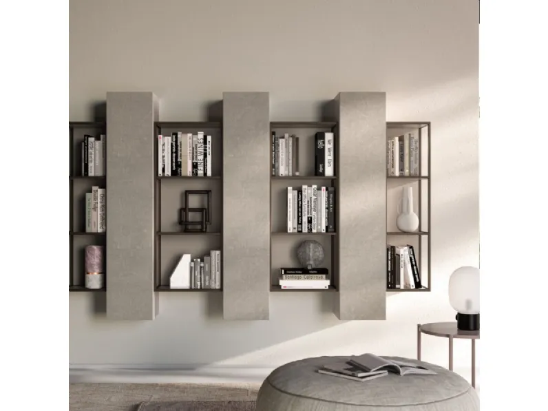 Libreria sospesa Grafic 03 in melaminico e metallo di Orme