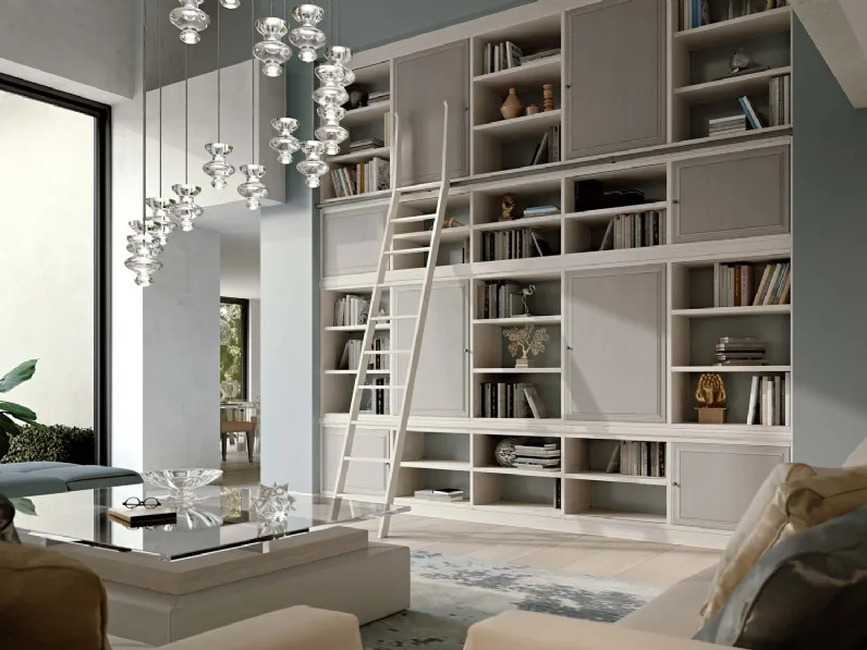 Libreria in legno laccato con scala Grenoble 07 di Busatto