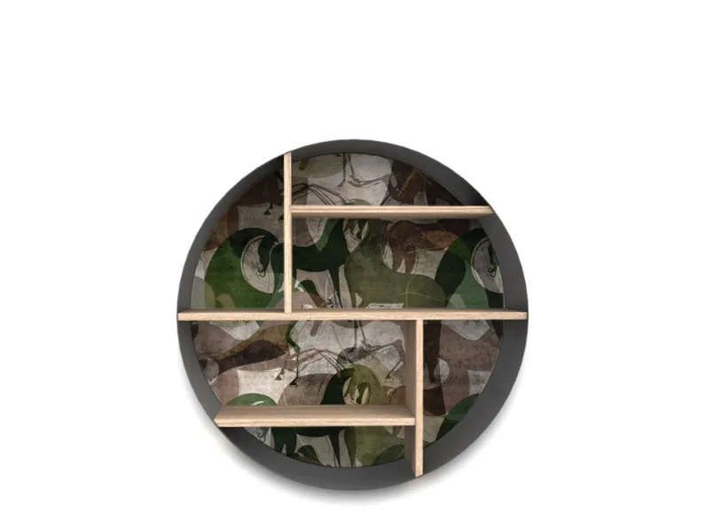 Libreria sospesa Icons 360° in ferro con ripiani in legno di Devina Nais