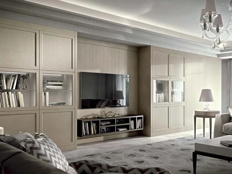 Libreria a muro in legno laccato Infinity 01 di Busatto