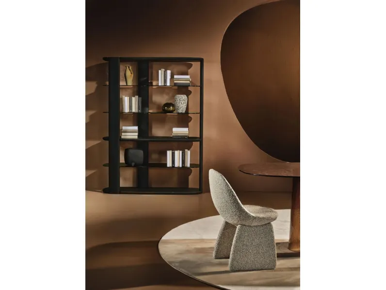 Libreria in legno massello Inlay con ripiani in legno e vetro cotto di Nature Design