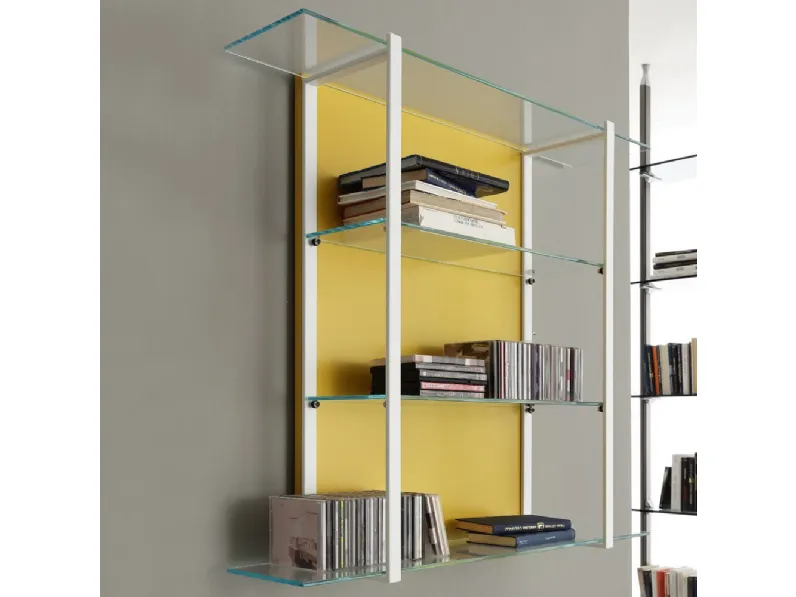 Libreria sospesa Icon 01 in metallo e vetro di Ponti Terenghi