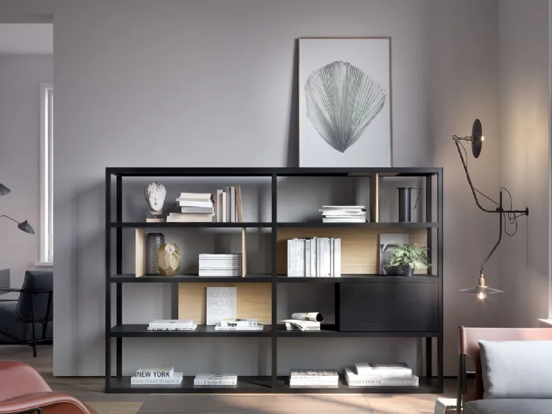 Libreria Kai finitura Light Oak e Kai Black di Treku