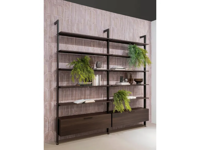 Libreria Karin a muro in alluminio e legno di Doal