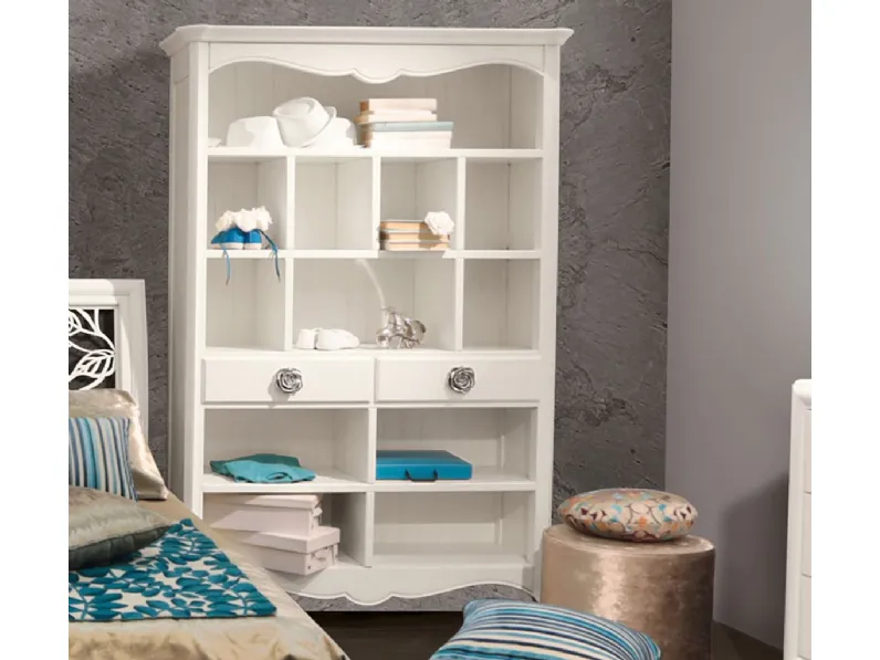 Libreria Ottocento Italiano in Laccato Bianco di Betamobili