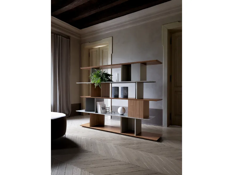 Libreria divisoria componibile magnetica in legno e metallo verniciato Libera 45 di Ronda Design