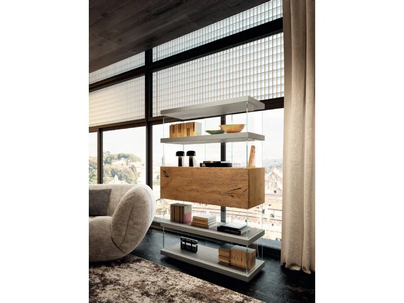 Libreria Air 1463 in laccato e legno di Lago