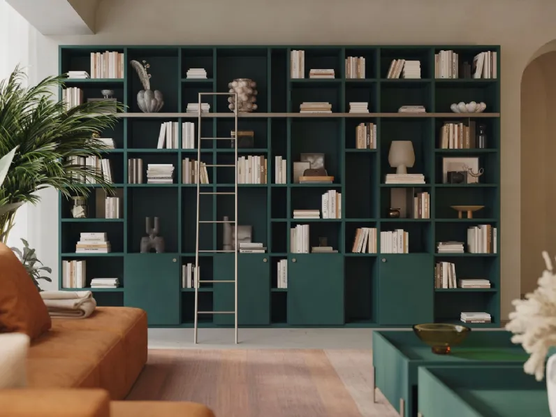 Libreria componibile LV712 con scaletta di Giessegi