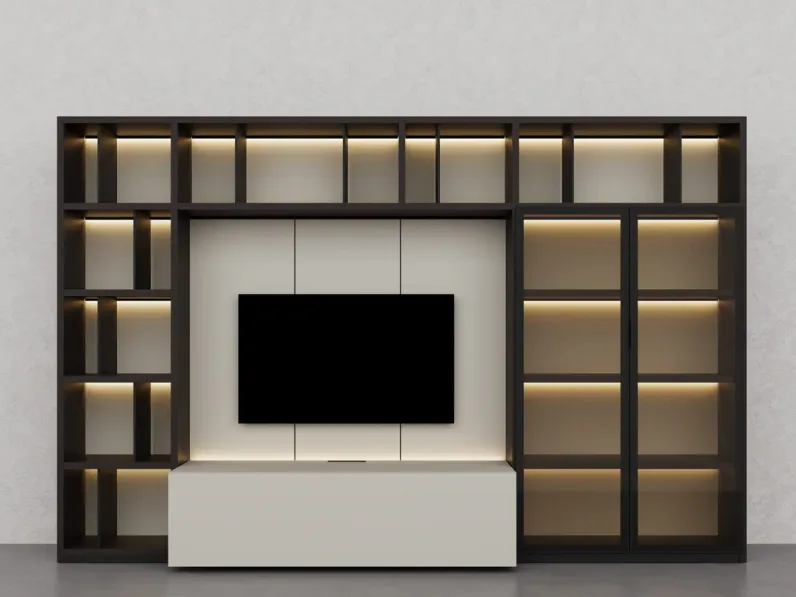 Libreria in essenza legno President e laccato Creta 02 di Fratelli Elli