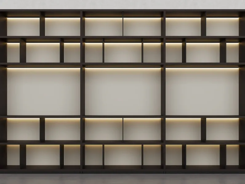 Libreria in essenza legno President e laccato Creta 01 di Fratelli Elli