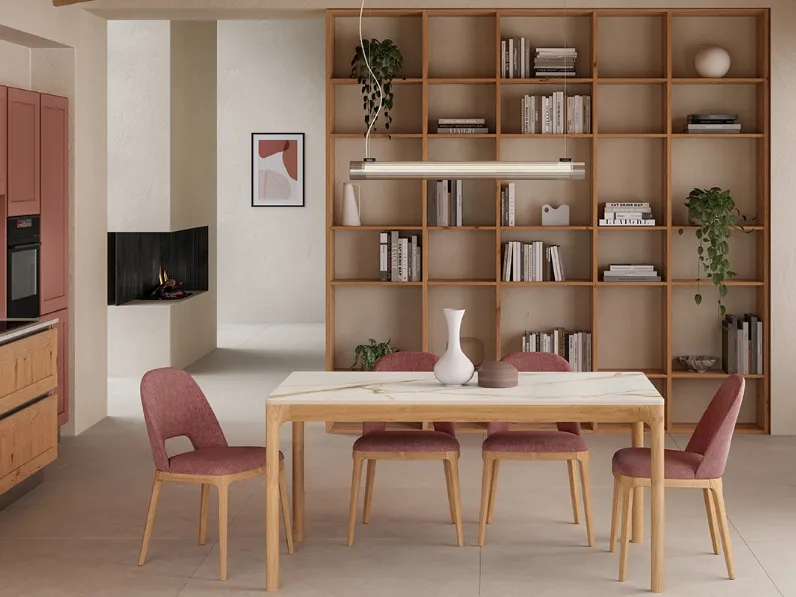 Libreria componibile Living 05 in Rovere nodoso di Veneta Cucine