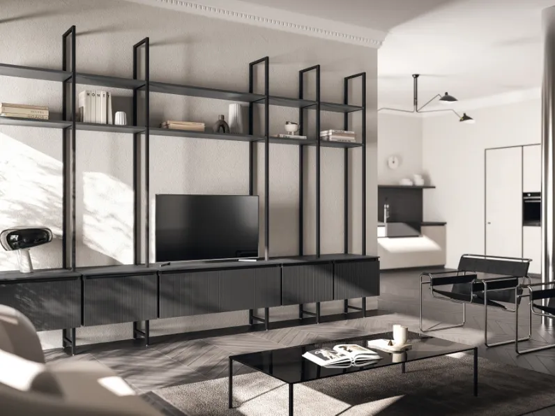 Libreria Living Mira Grigio Ferro di Scavolini