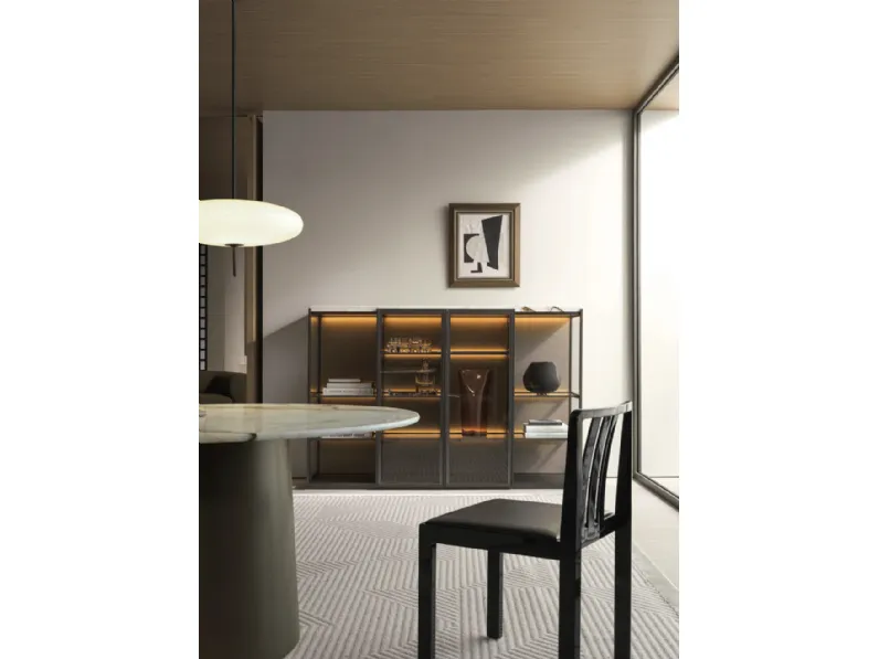 Libreria Logos Set 04 in legno con ante in vetro di Molteni & C
