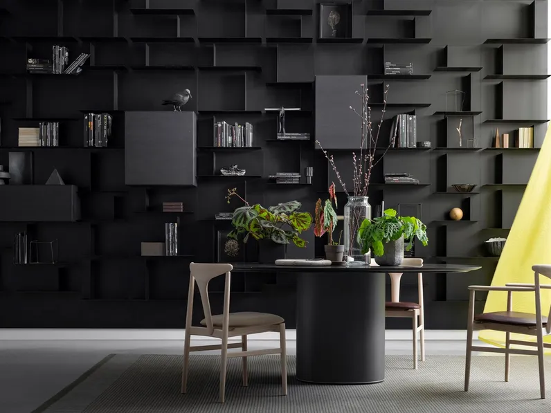 Libreria componibile Avenue Library in metallo verniciato e rovere nero di Md House