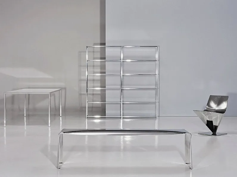 Libreria bifacciale in alluminio lucidato Minima di MDF Italia