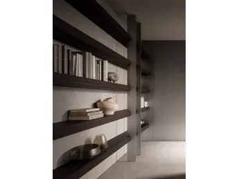 Librerie modulari componibili che possono essere disposte sia come elementi sospesi a parete oppure 