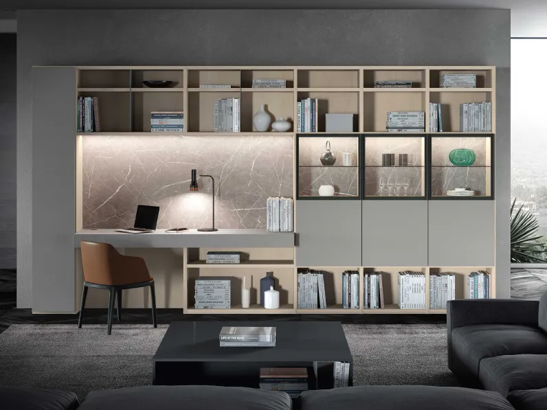 Libreria Mood 10 in legno e laccato di Astor Mobili