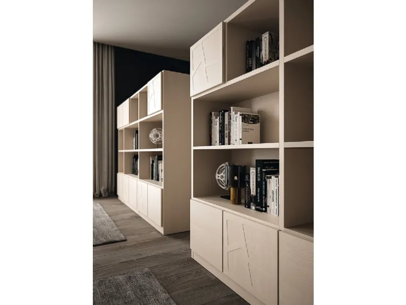 Libreria divisoria Motivi composizione 150 in legno finitura Grigio Tortora di Ferretti e Ferretti
