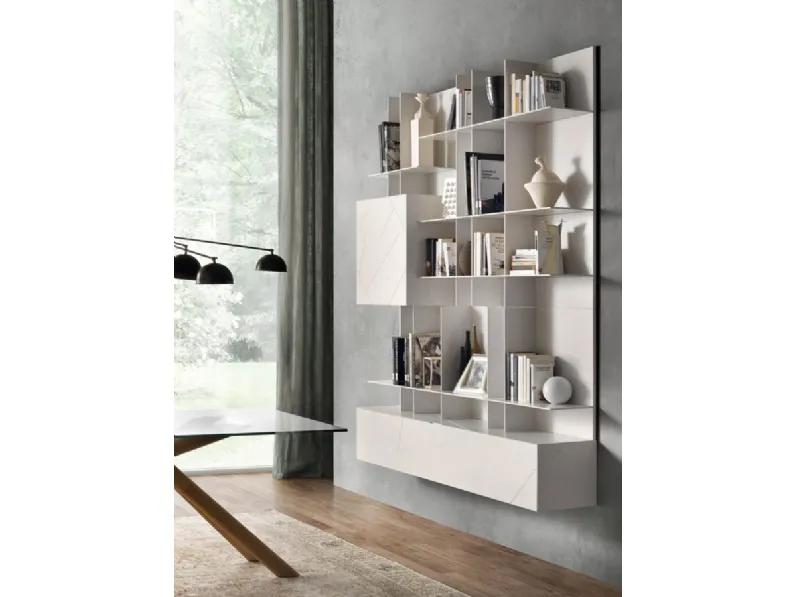 Libreria Movida in laccato Bianco di Olivieri