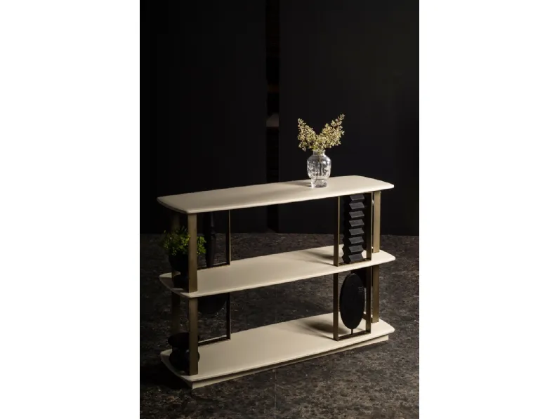 Libreria divisoria Nevel 120-80 in laccato matt send Iacquered con elementi decorativi in legno massello laccato Nero di MOS-Design