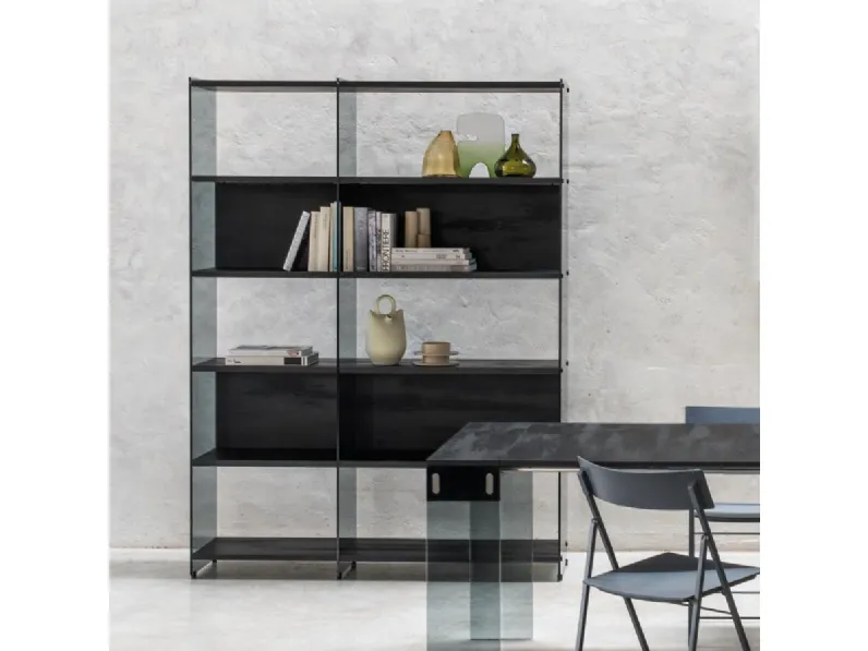 Libreria componibile divisoria in vetro e laminato Byblos di Pezzani