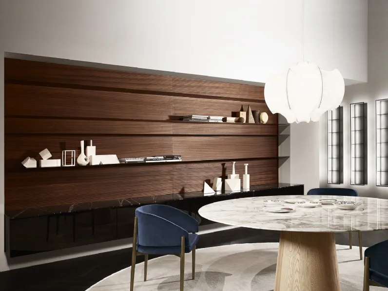 Libreria Load It 02 in laccato lucido, marmo, legno e metallo di Porro