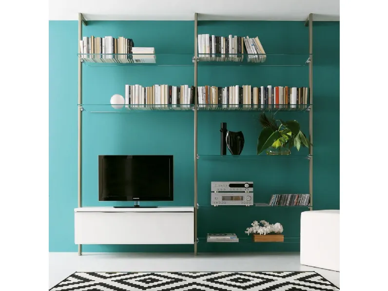 Libreria Portofino in metallo, vetro e laccato di Ponti Terenghi