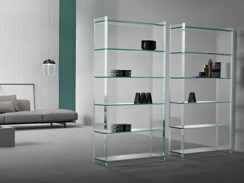 Libreria divisoria in vetro bisellato Quiller di Tonelli