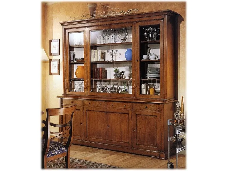 Libreria Recamier 1453 in legno massello e vetro di Bamart