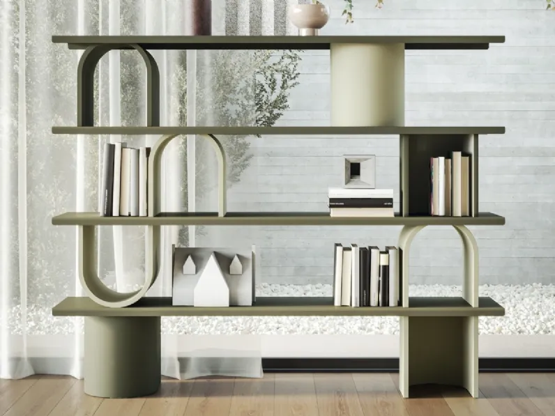 Libreria divisoria Round in legno laccato con ripiani in metallo di Ronda Design