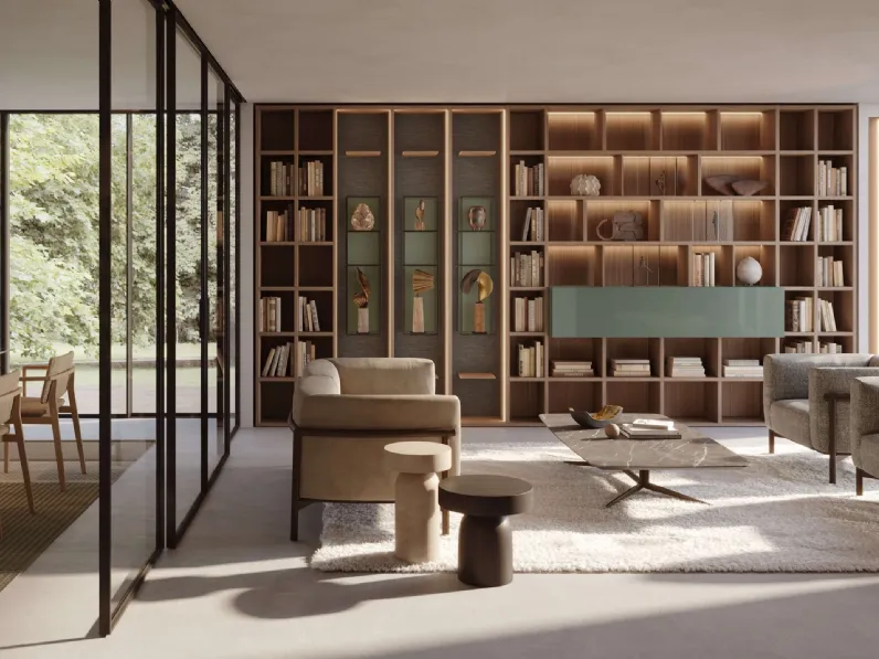 Libreria Selecta legno e laccato lucido di Lema