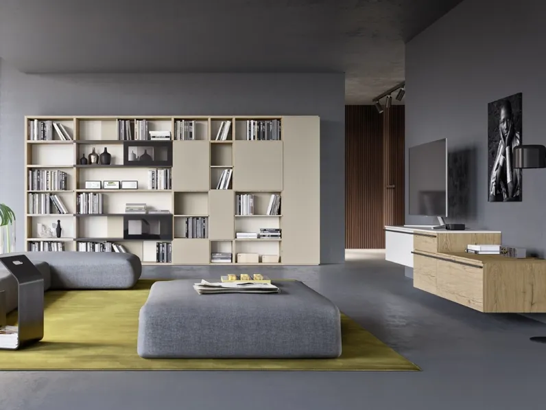 Libreria a muro Sistema 01 in melaminico di Mab