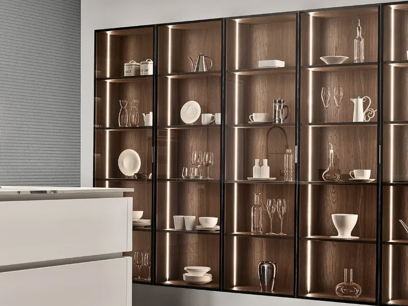 Libreria a muro Sunset in vetro di Veneta Cucine