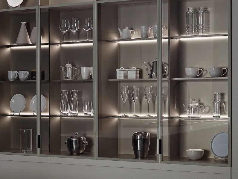 Libreria a muro Sunset in vetro di Veneta Cucine