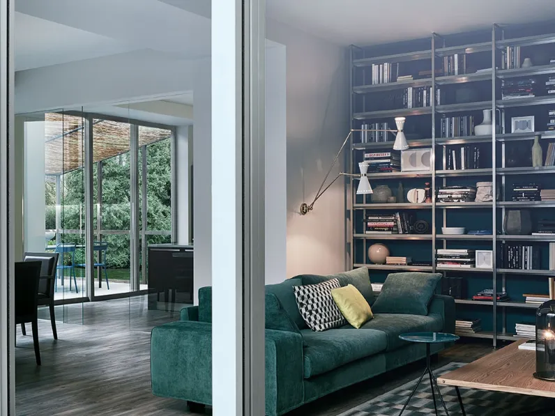 Libreria a muro Tribeca 02 finitura acciaio Grigio Bistro di Veneta Cucine