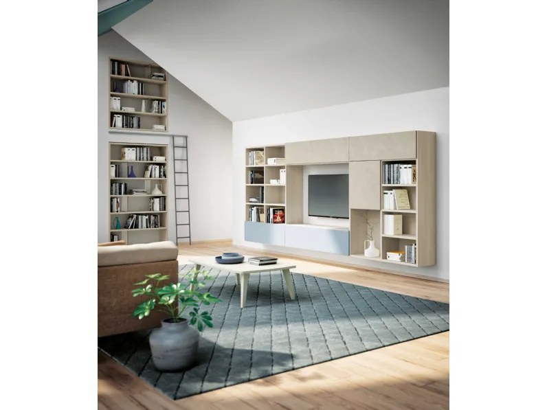 Libreria sospesa Vega Day Touch Madreperla di Spagnol Mobili