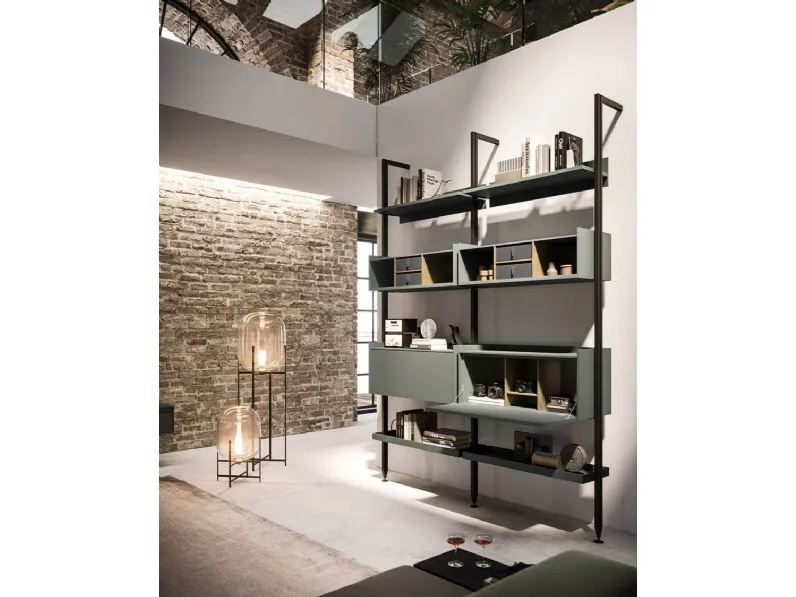 Libreria Vertical a muro in alluminio e laccato di Arrital